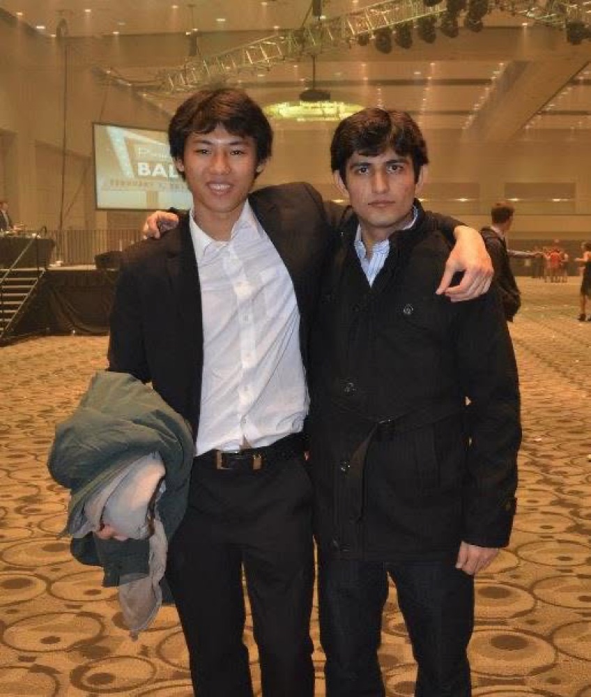 A young Dylan Chong with a friend